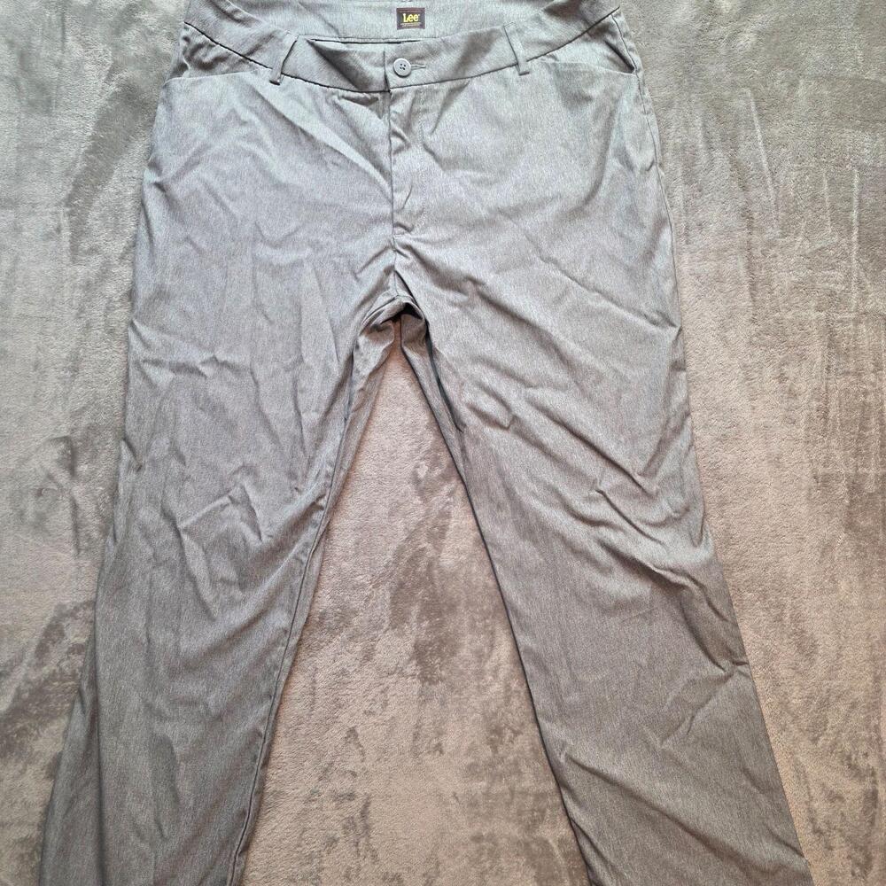 Lee Dress Pants Womens 18 Short Gray Wrinkle Free Flat Front Twill Career